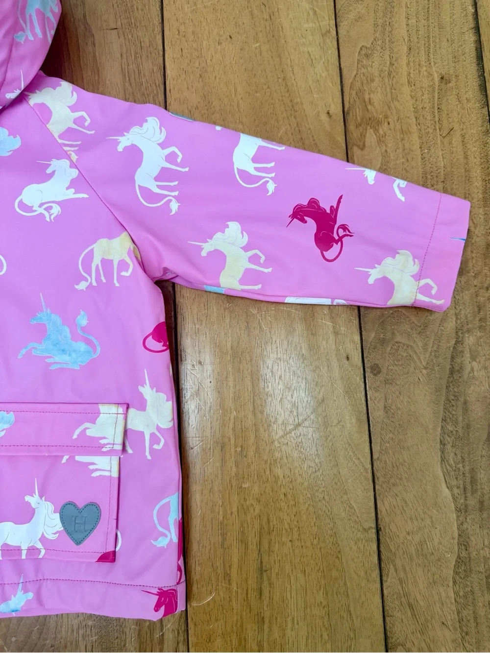 Hatley Girls Color Changing Unicorn Raincoat Pink Terry Lined Size 3
